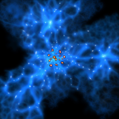 Galaxies naissantes aux confluents des filaments de matière noire