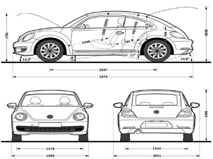 coccinelle cabriolet dimensions